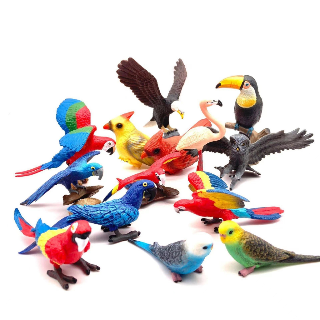 Realistic Solid Static Bird Models for Kids - Flamingo, Owl, Parrot ...