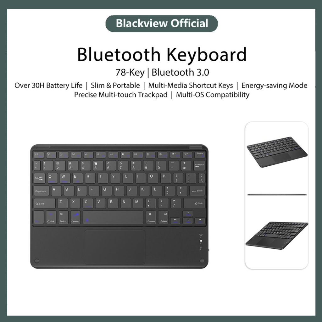 Clavier Bluetooth Sans Fil Blackview K2 - Pour Tablette Et PC - Disposition QWERTY Anglais