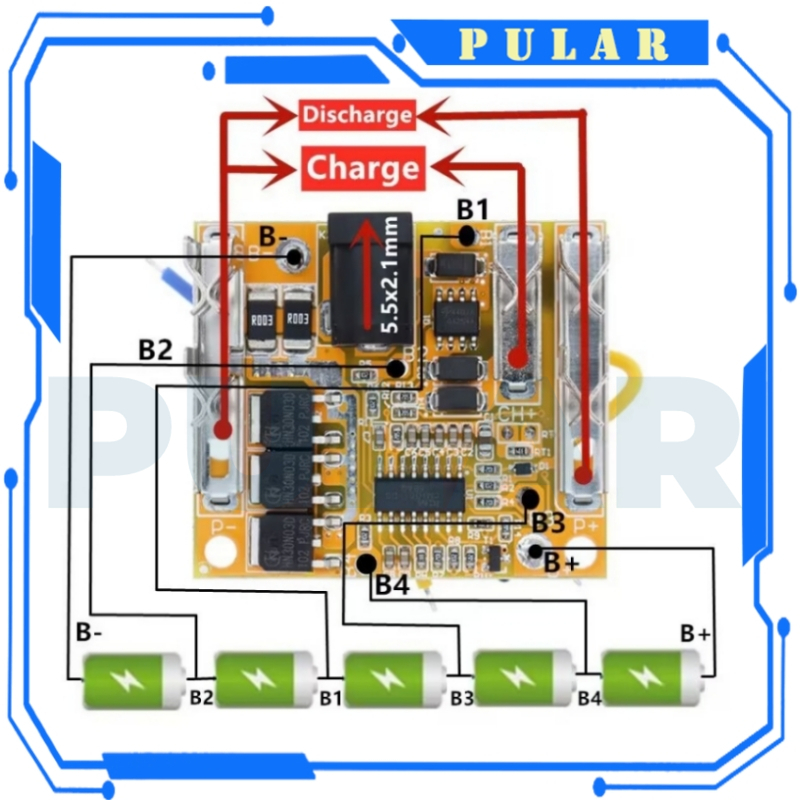 5S 18V 21V 20A Battery Charging Protection Board Li-Ion Lithium Battery ...