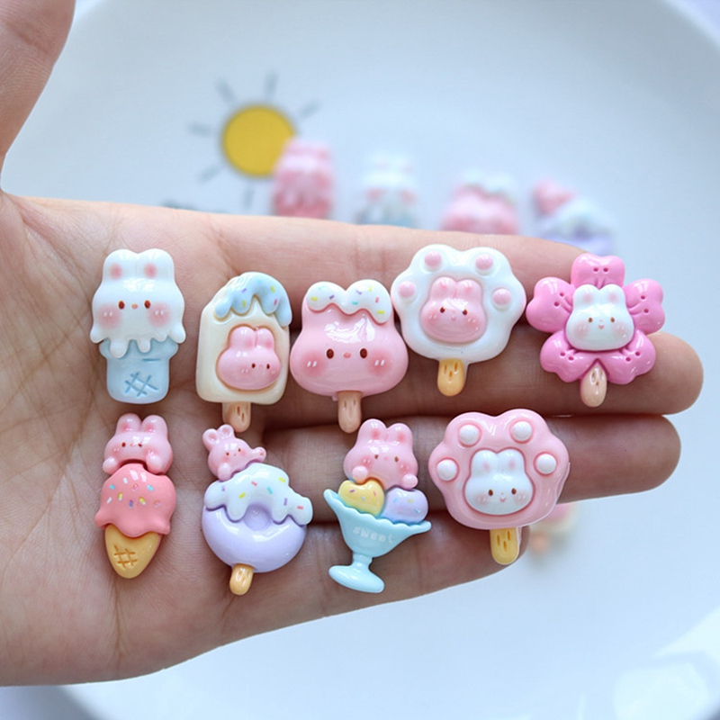 10 Pieces Cute Cartoon Rabbit Popsicle, Ice Cream, Rabbit Flower Series ...