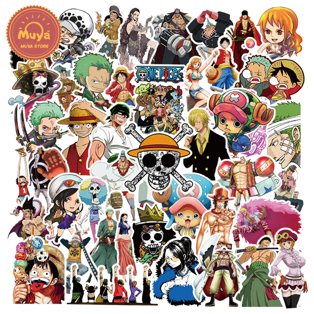 MUYA 50pcs One Piece Japanese Anime Stickers Aesthetic Sticker ...