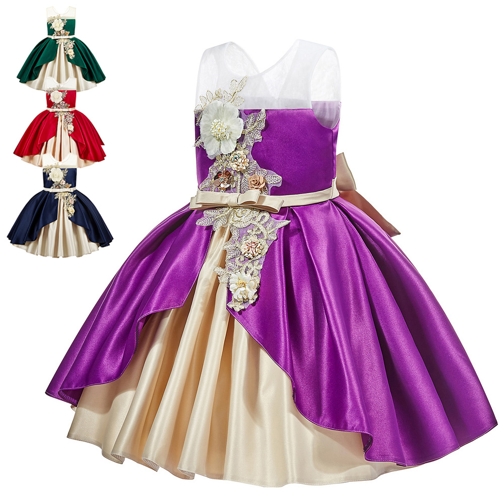 Girls Sleeveless Princess Dress Piano Party Kids Dress Graduation ...
