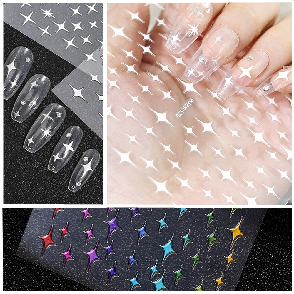 Nail Meteor Decals Back Glue Easy to Stick Glitter Starlight 3D