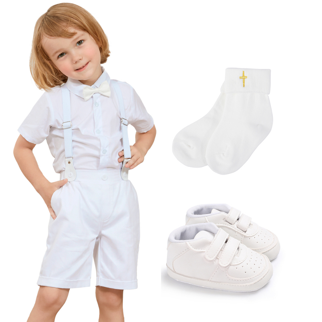 Baptismal Outfit for Baby Boy And Shoes Newborn Christening Clothes for ...