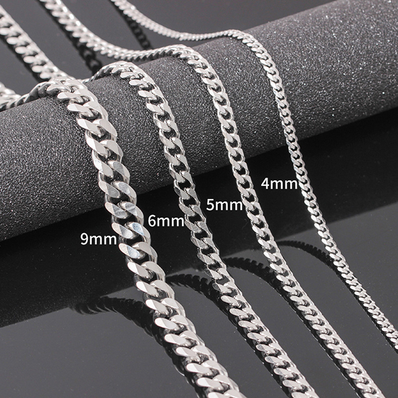 Plusflower Size 4-6mm Men's Necklace Stainless Steel Cuban Link Chain ...