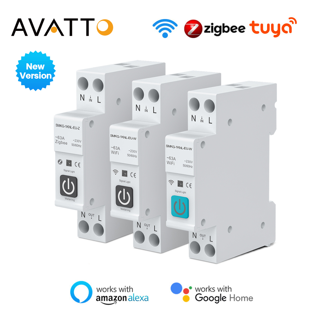 AVATTO Tuya WiFi/ZigBee Smart Circuit Breaker with Power Monitor ...