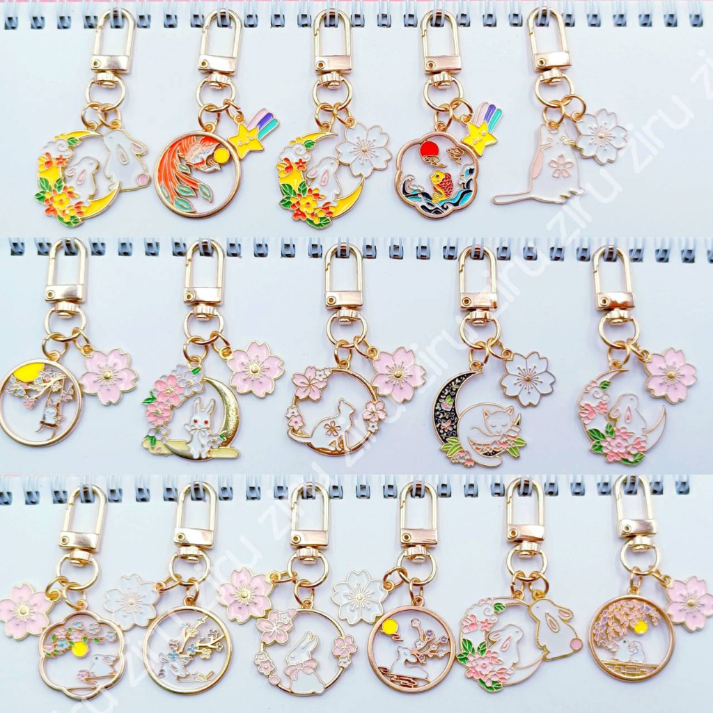 Cartoon Sakura Rabbit Keychain Bunny Cat Pendant Keyring Cute Animal ...