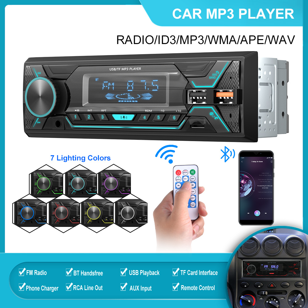 ESSGOO Universal Car Stereo Radio MP3 Player 4x60W Audio USB TF