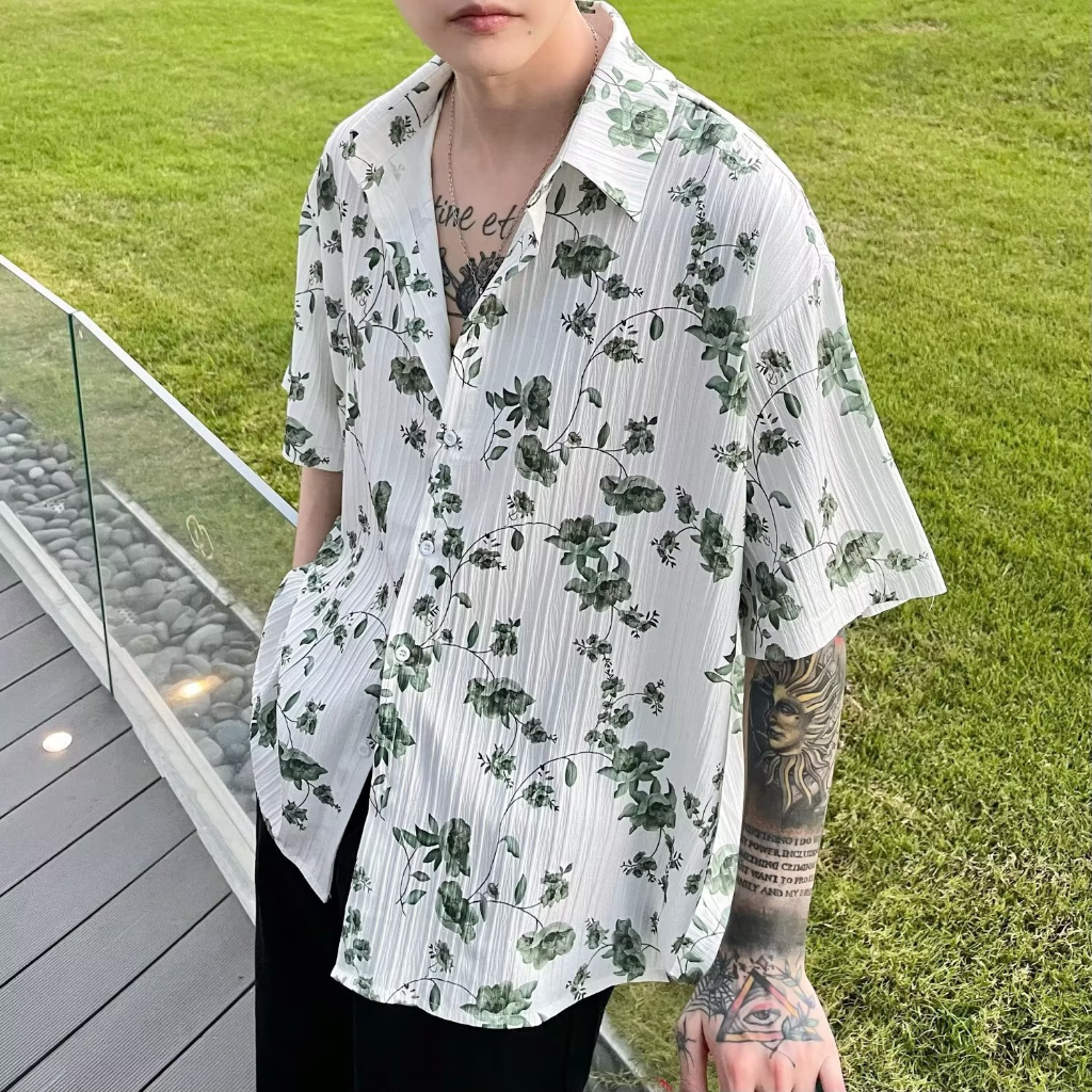 Summer Thin Style Floral Shirt Men M-4XL Two-Color In Hawaii Beach ...