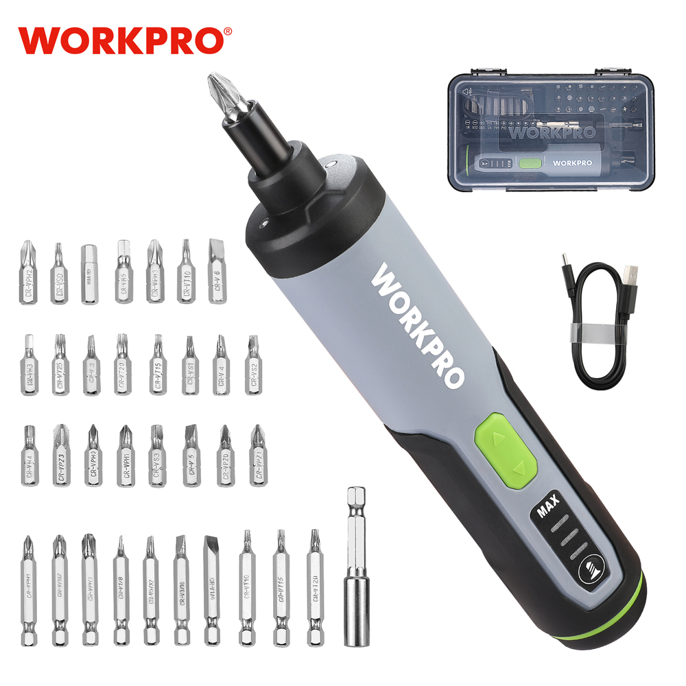 Workpro 24Pcs Cordless Smart Screwdriver Drill Set 3.6V Screwdriver ...