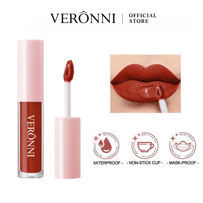 Veronni Lip Tint Matte Lipstick Waterproof Liptint Velvet Lip Mud Liquid Lipstick Long Lasting 