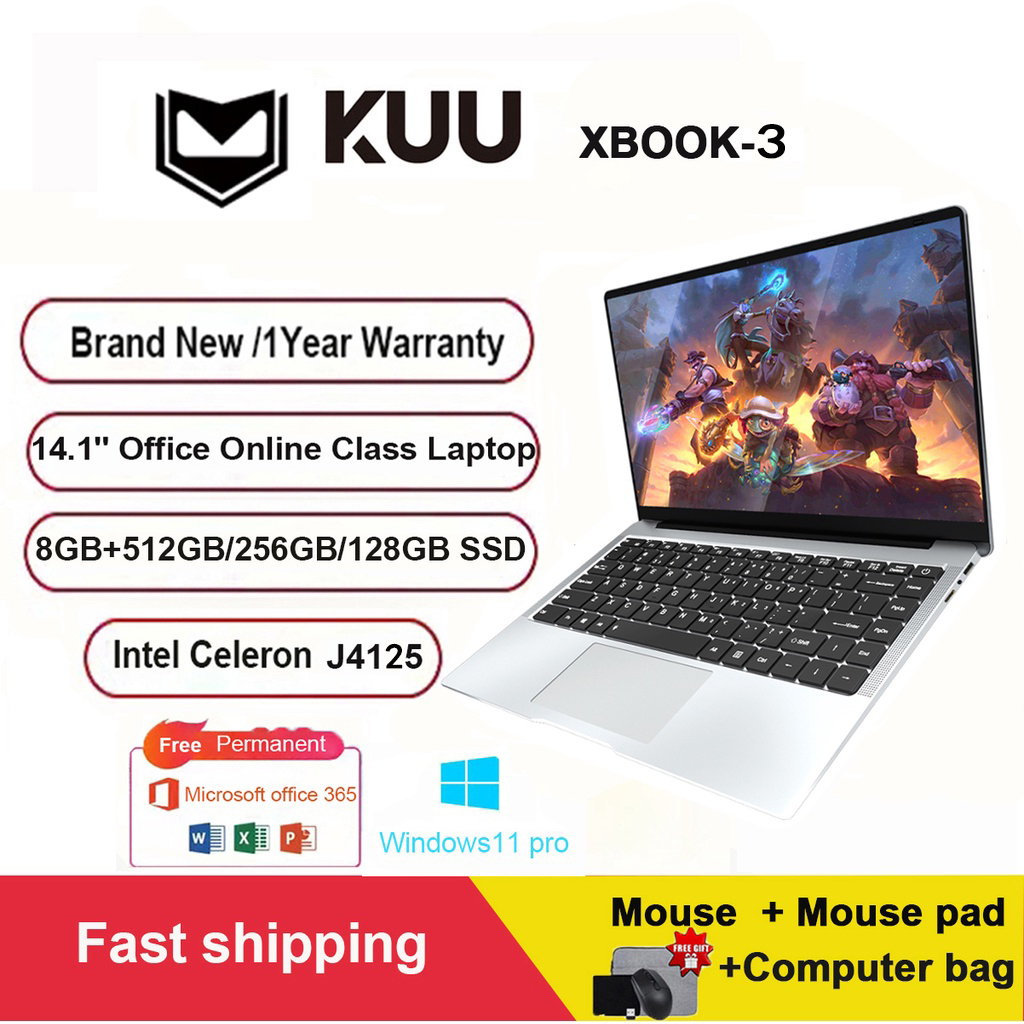 KUU XBOOK3 14.1 Inch Laptop 8GB RAM 512GB SSD Intel J4125 Shopee