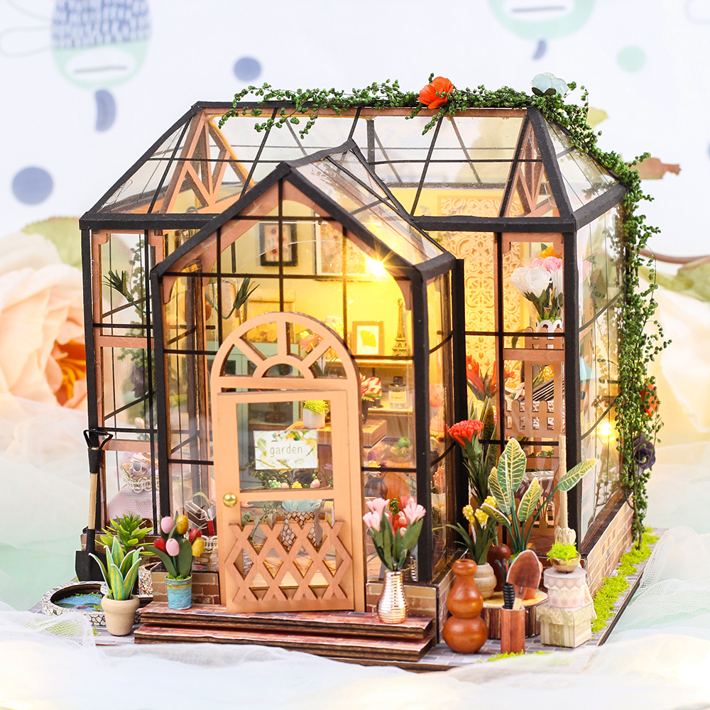 CUTEBEE Sunshine Greenhouse DIY Dollhouse Mini House Miniature House ...