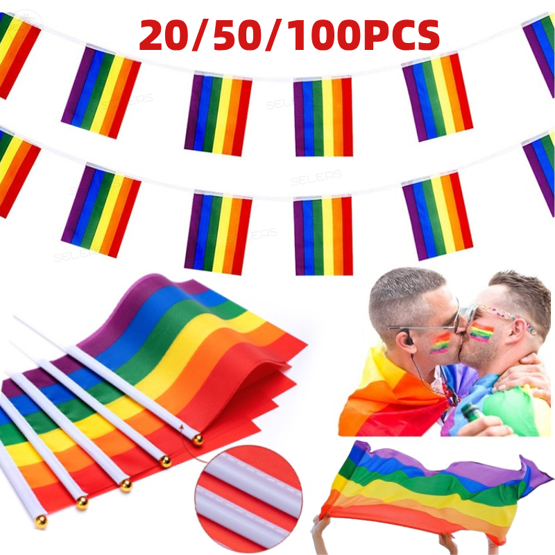 Gay Pride Flags Handheld Rainbow Flags Small Mini Gay Pride Flags with ...