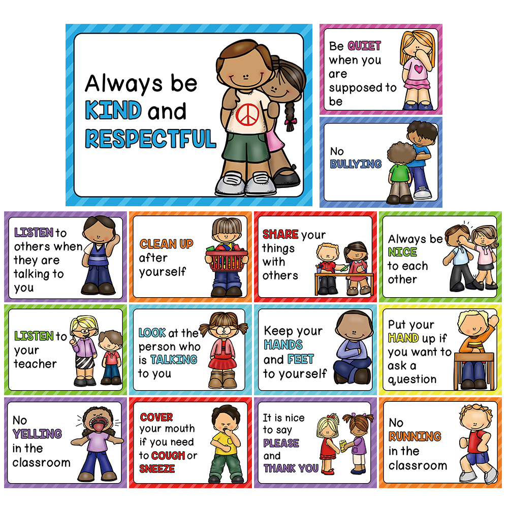 A4 Poster Wall Stickers 15 Classroom Rules Classroom Rules Kindergarten ...