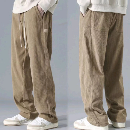 Ready Stock (S-3XL) Men's Corduroy Trousers Korean Khaki Baggy Straight ...