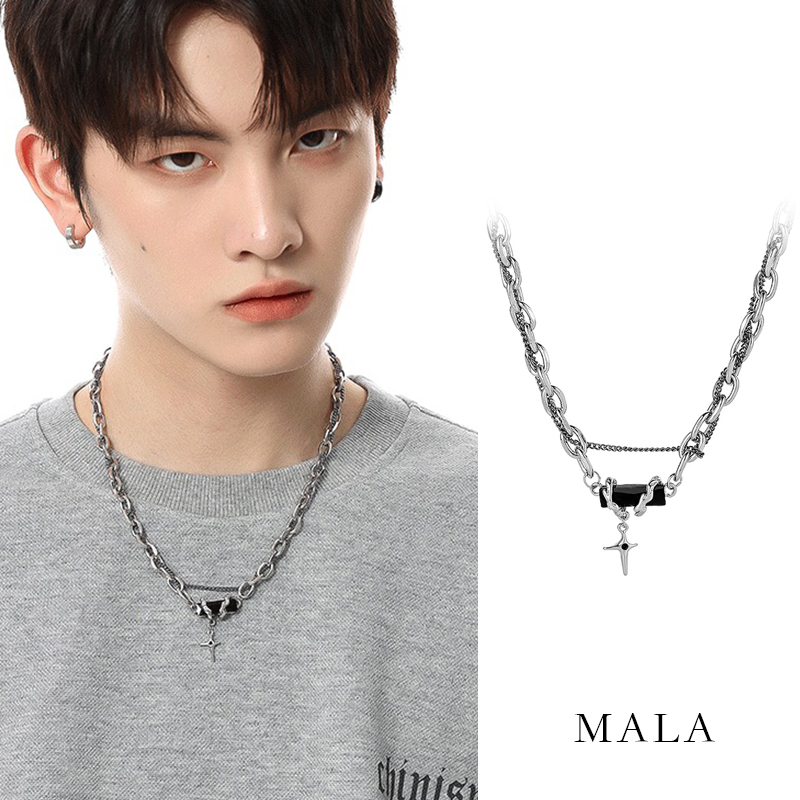 Dark Four Pointed Star Pendant Couple Necklace Unisex Shopee Philippines