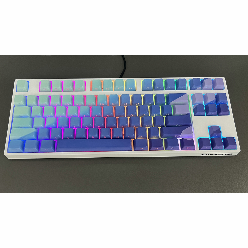 124 Keys Blue Purple Cylinder Keycap Backlit Side Print Cherry Profile