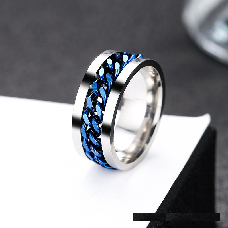 stainless steel chain ring for men rotatable chain ring personality ...