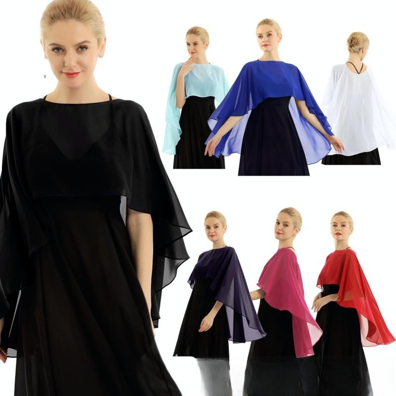 Bride shawl extended chiffon pullover cape women's wedding dress party