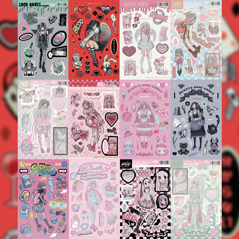 Korean DOMI Cartoon Sweet Cool Girl Character Sticker Hand Account ...