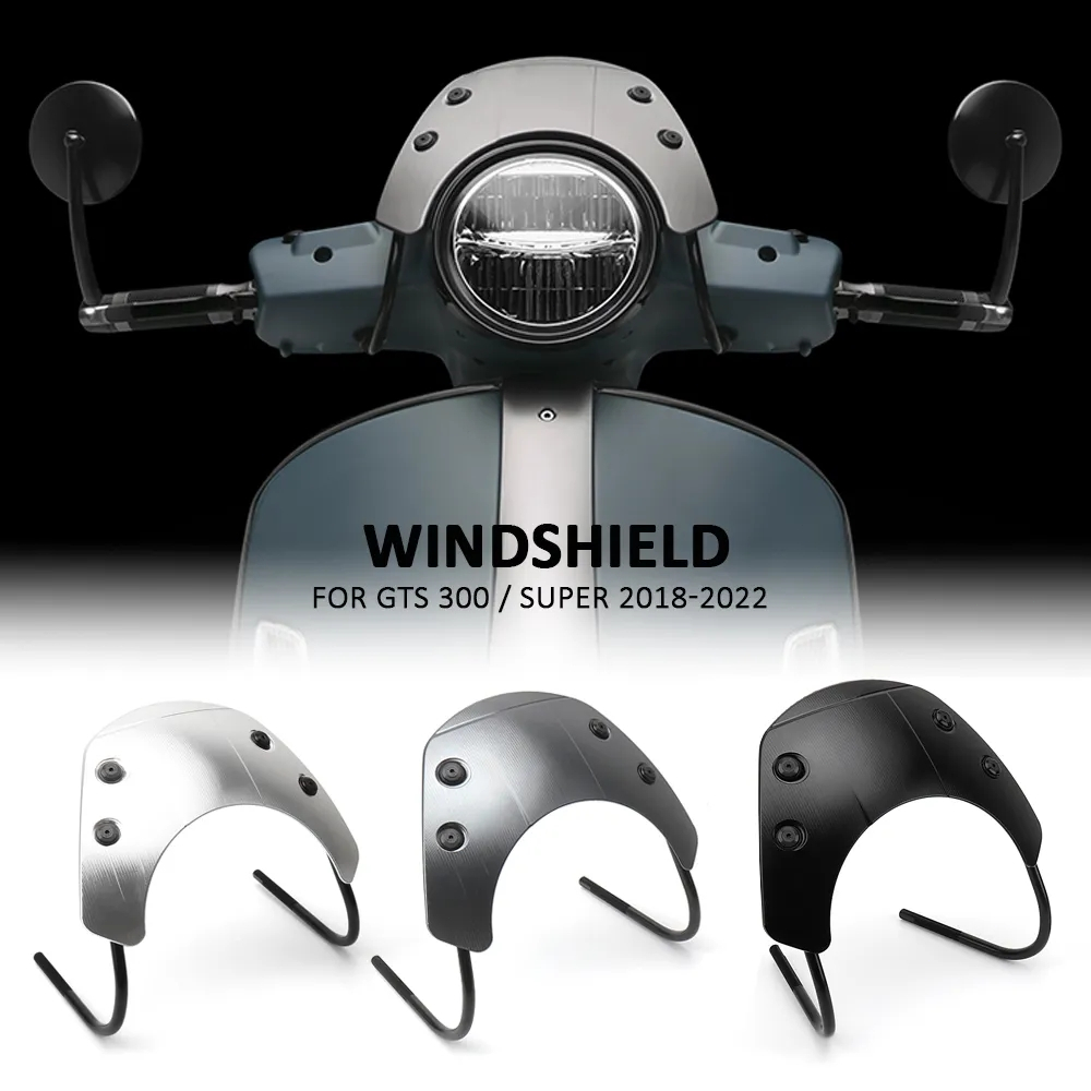 Windschild Für Vespa GTS 300 / Super (2018-2022) – Frontscheinwerfer-Abdeckung Aus Alu, Wasserdicht, Verstellbarer Windschutz