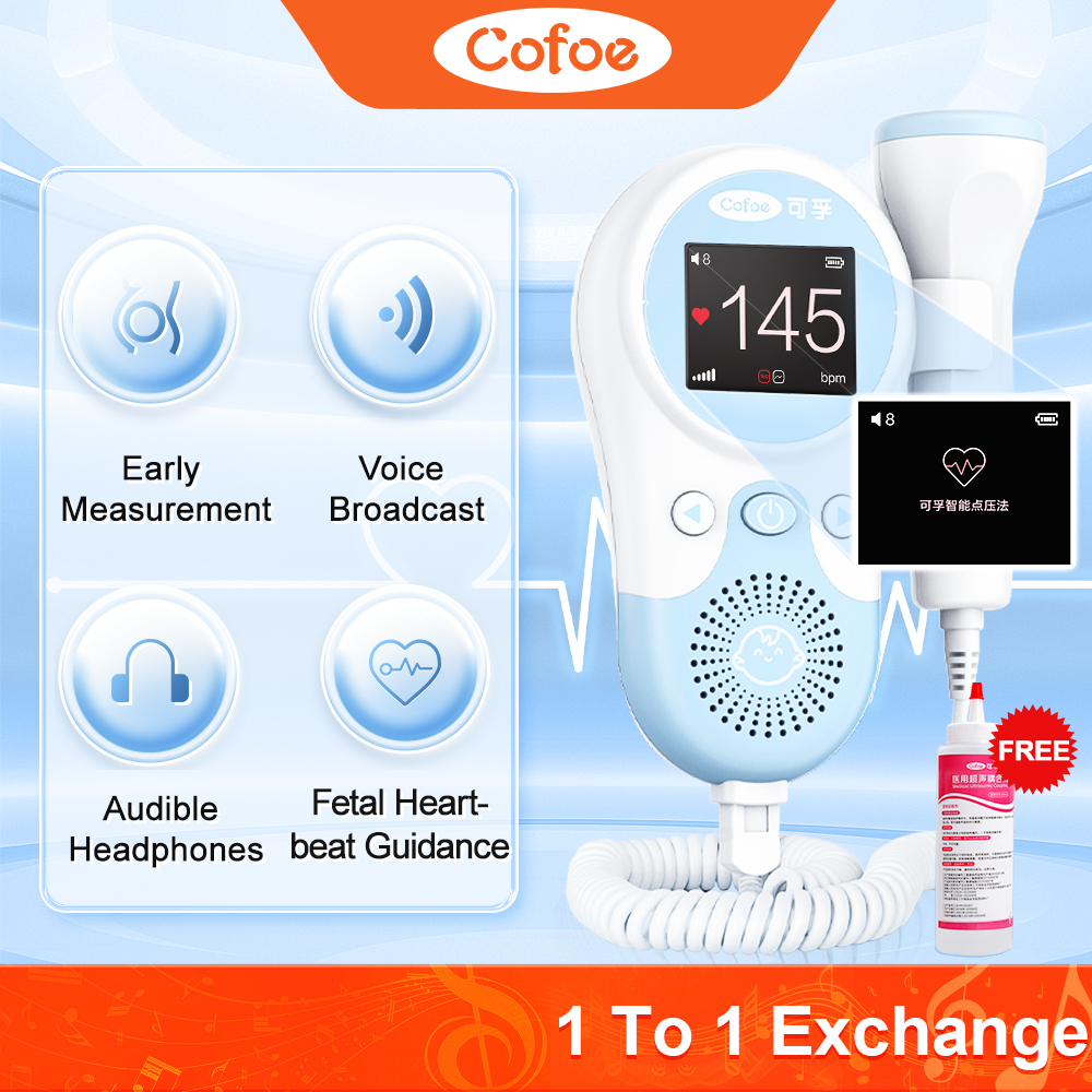 Cofoe Fetal Doppler Baby Heart Rate Monitor Home Use Ultrasound Sound ...