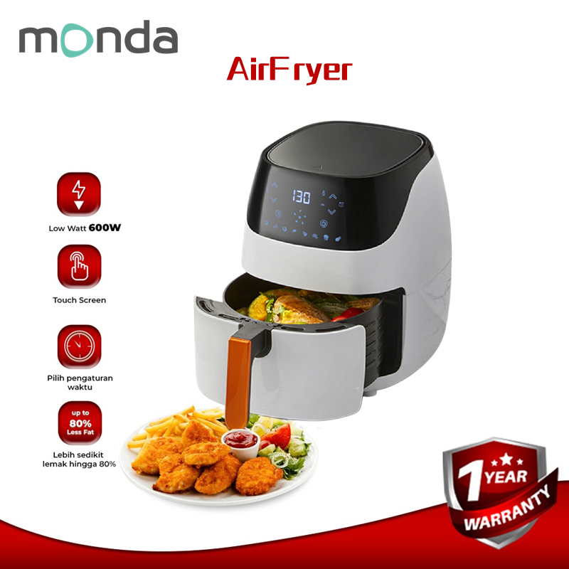 Monda Air Fryer, 6L Nonstick, Touch Screen with 8 Functional Menus and