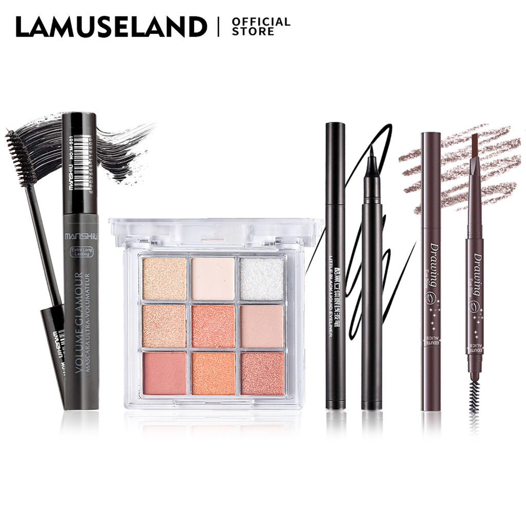 Lamuseland Eye Makeup Set Mascara Plus Eyeliner Eyebrow Pencil