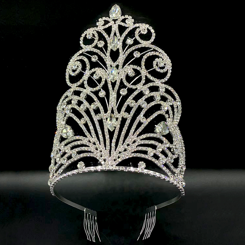 Levery Large Tall Bridal Tiara Crown Beauty Pageant Hair Accessories ...