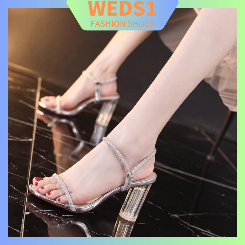 Korean high heels For women s sandals high heel Transparent high heels INS Network Red Same Style 7CM Shopee Philippines