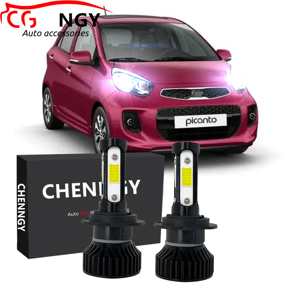 For Kia Picanto (TA) 2nd Gen,2013 2017 Front Car Headlight Lamp Bulbs V4 6000K LED Bulbs Kit