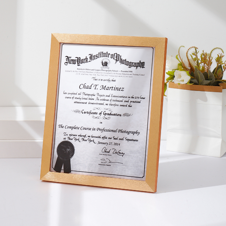 Solid Wood Certificate Frame 8.5x11 Diploma Display Stand Photo Frame