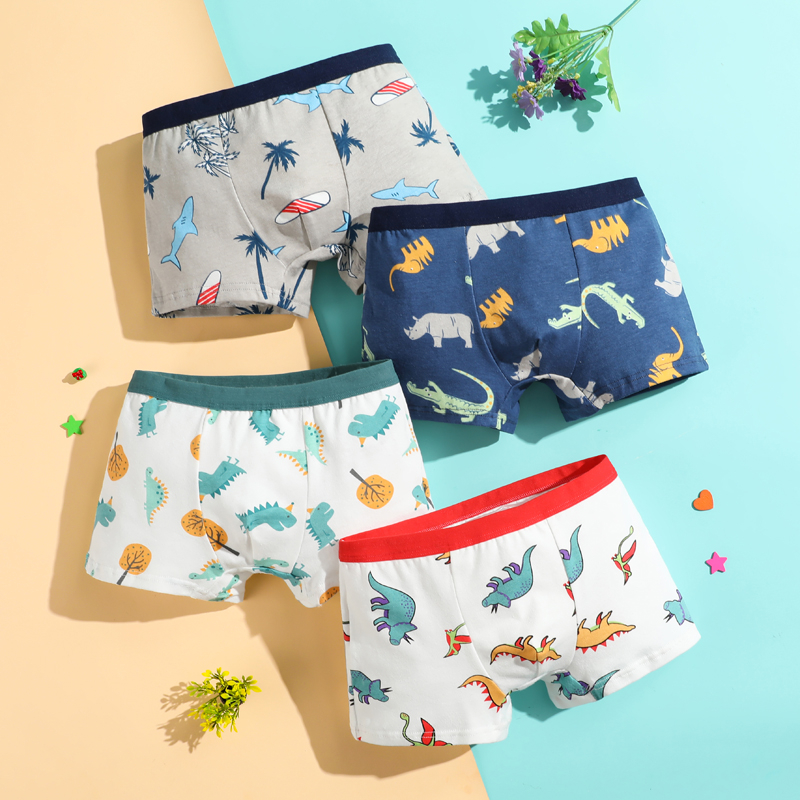 SMY 4 Pcs/Set Soft Cotton Kids Boy Boxer Baby Panties Printed Design ...