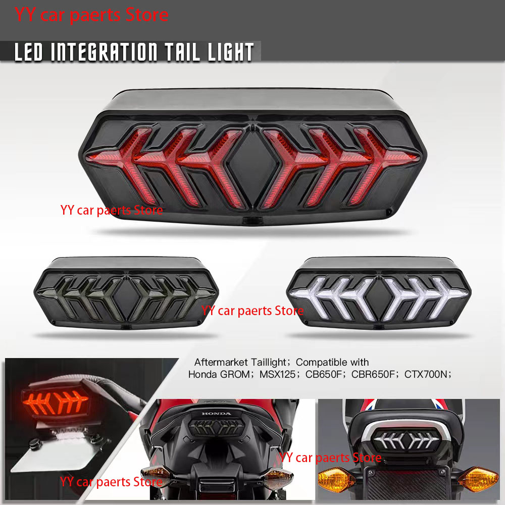 LED Integrated Brake Tail Light With Turn Signal For Honda MSX/Grom 125 – Smoked Lens