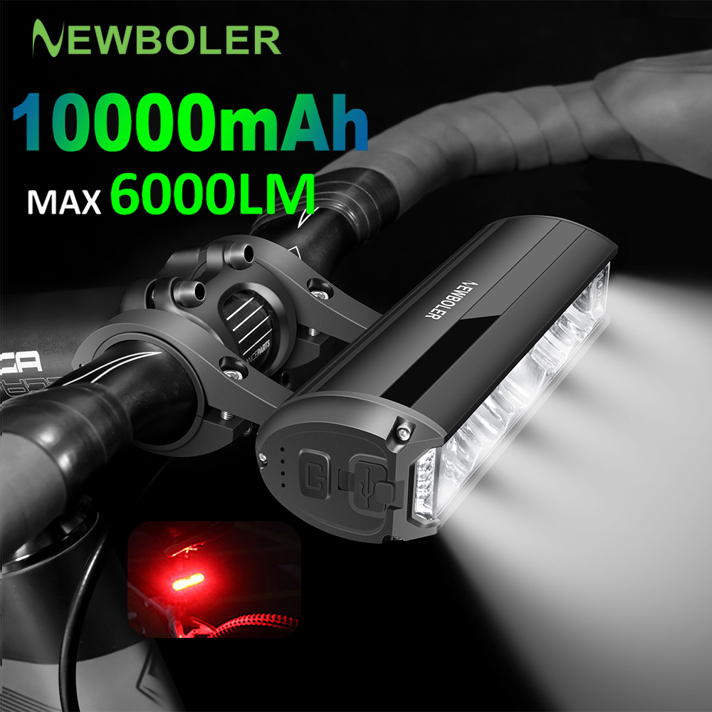 NEWBOLER 10000mAh Bike Light 6000 Lumens Waterproof Bicycle Front Flash