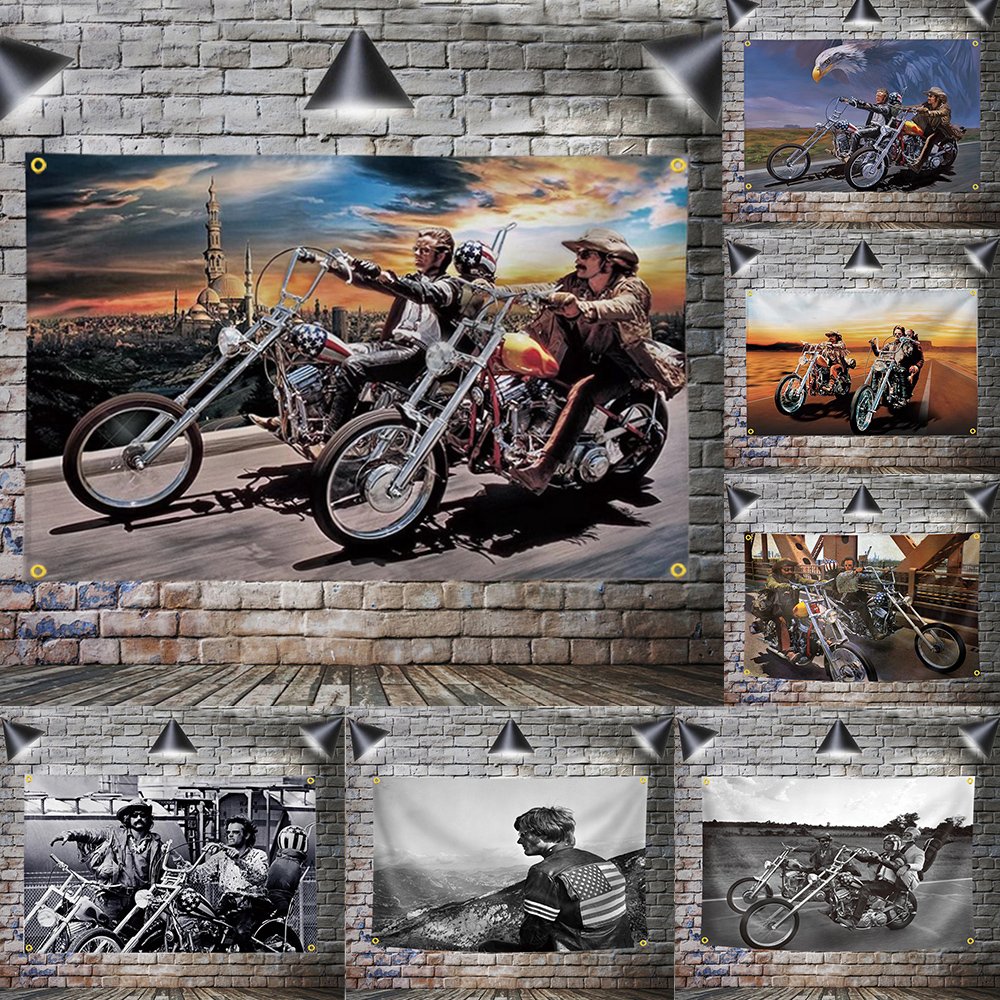 Easy Motorcycle Riders Poster Flag Banner Vintage Home Bar Garage ...