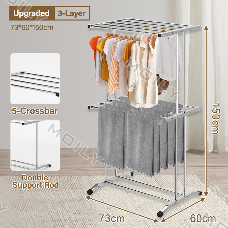 【COD】Stainless Steel Towel Stand Rack Cloth Drying Rack Clothes Hanger