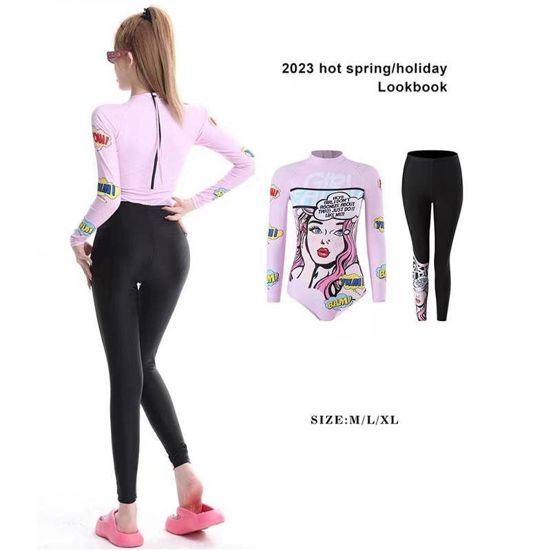 PAN Two Piece Rush Guard Long sleeve Rush guard Knee Panty Diving suit ...