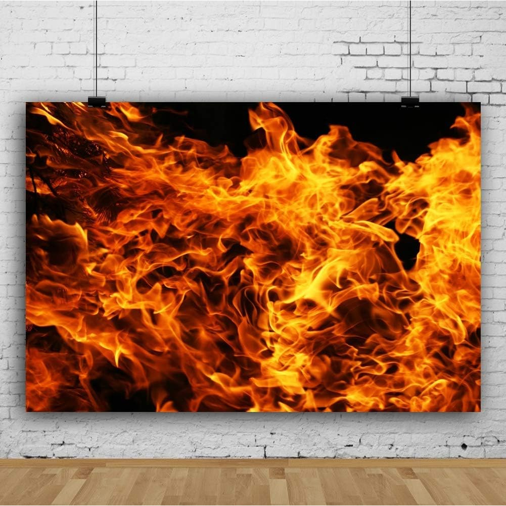 7x5ft Raging Fire Backdrop Flame Wallpaper Decor Passion Black ...