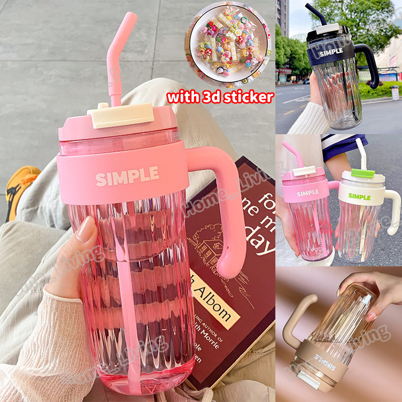 920ml New Coffee Cup Water Bottle With Straw Plastic Handle Coffee Mug
