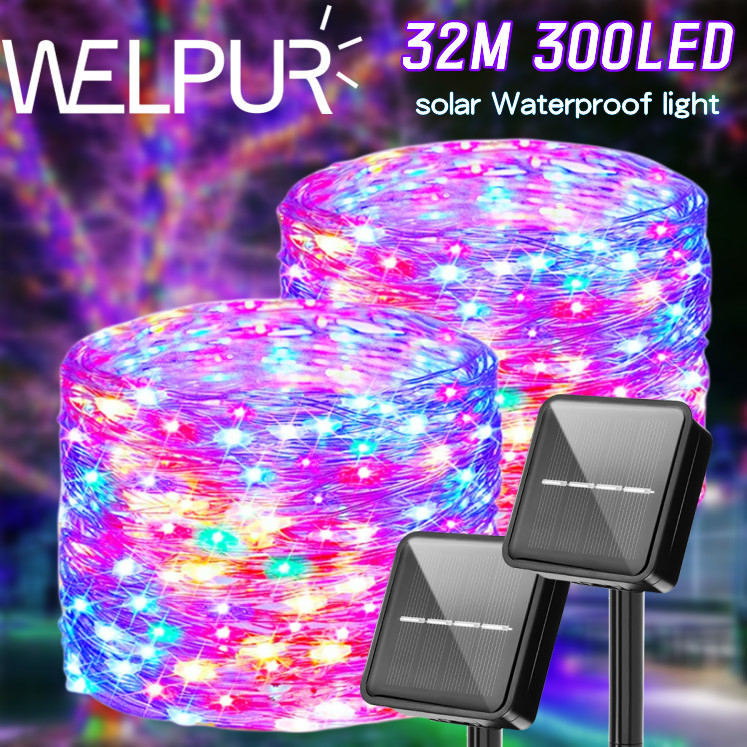 Solar Christmas Lights Outdoor Waterproof with 8 modes fairy lights