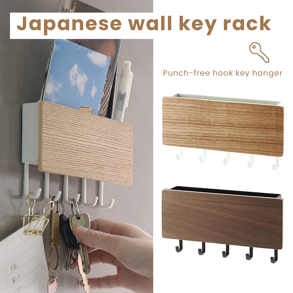 Wood Key Hanger Mounted Key Holder Wall Mounted Key Rack Keychain