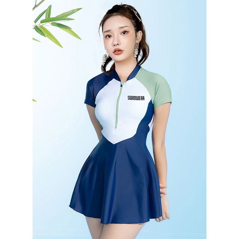 2023 New Sports Women's short sleeves One-piece Swimsuit Students ...