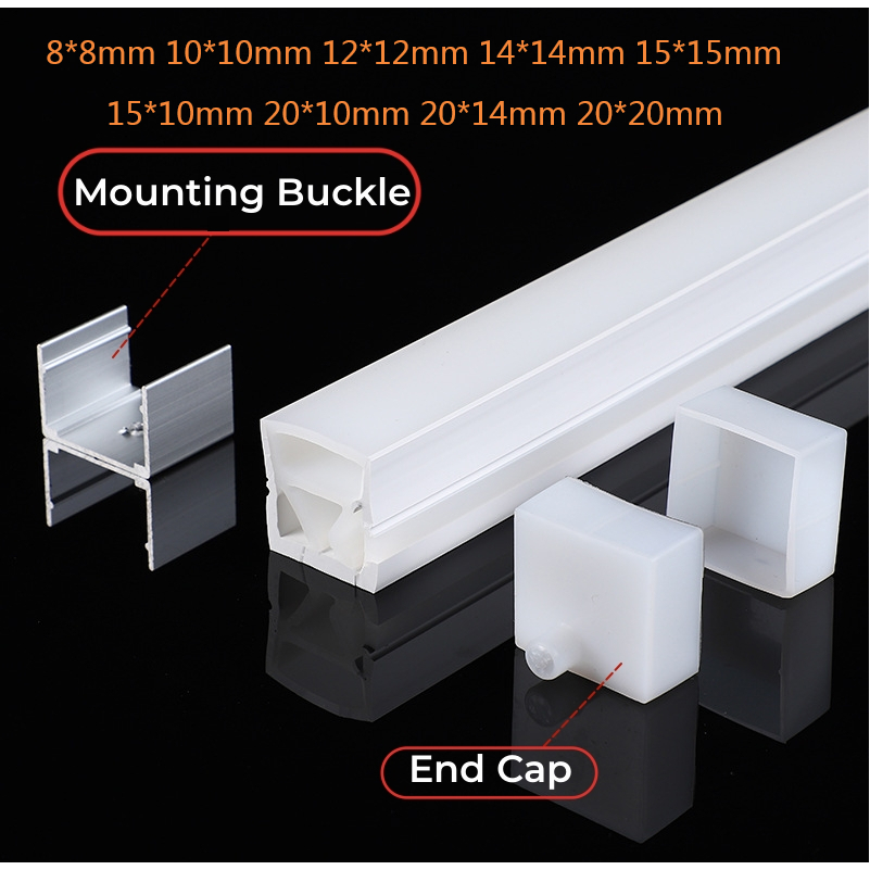 LED Neon Silica Gel Tube Buckles 8*8/10*10/12*12/14*14/15*15/15*10mm ...