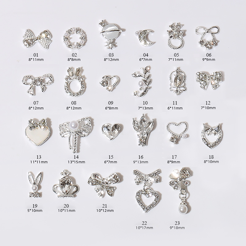 Nail Art Dangle Jewelry Heart Bowknot Mixed Style Luxury 3D Nail Art