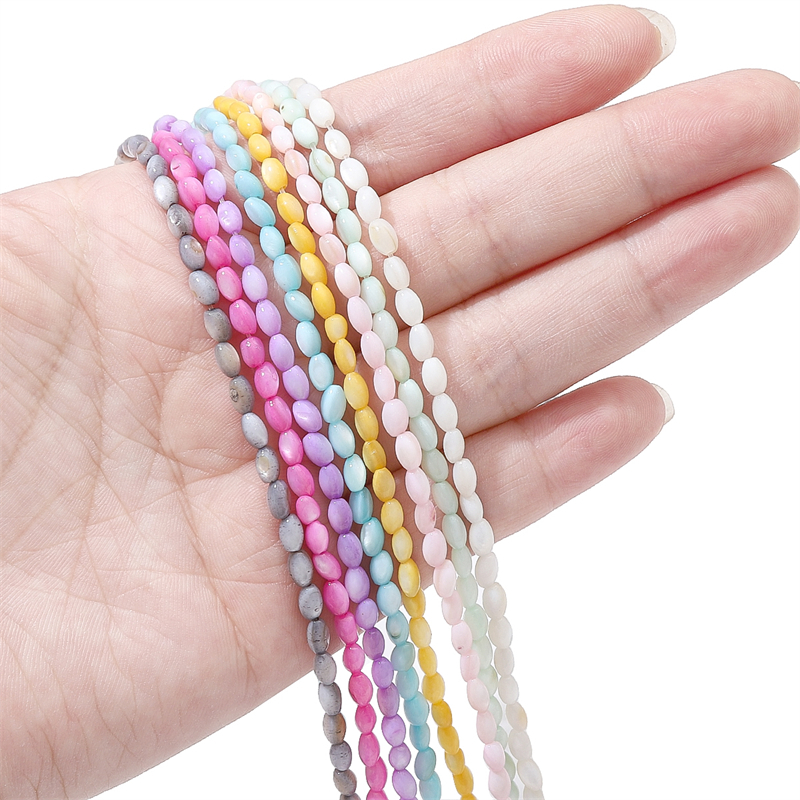 37cm/lot Colorful Natural Freshwater Shell Rice Beads For DIY Bracelet ...