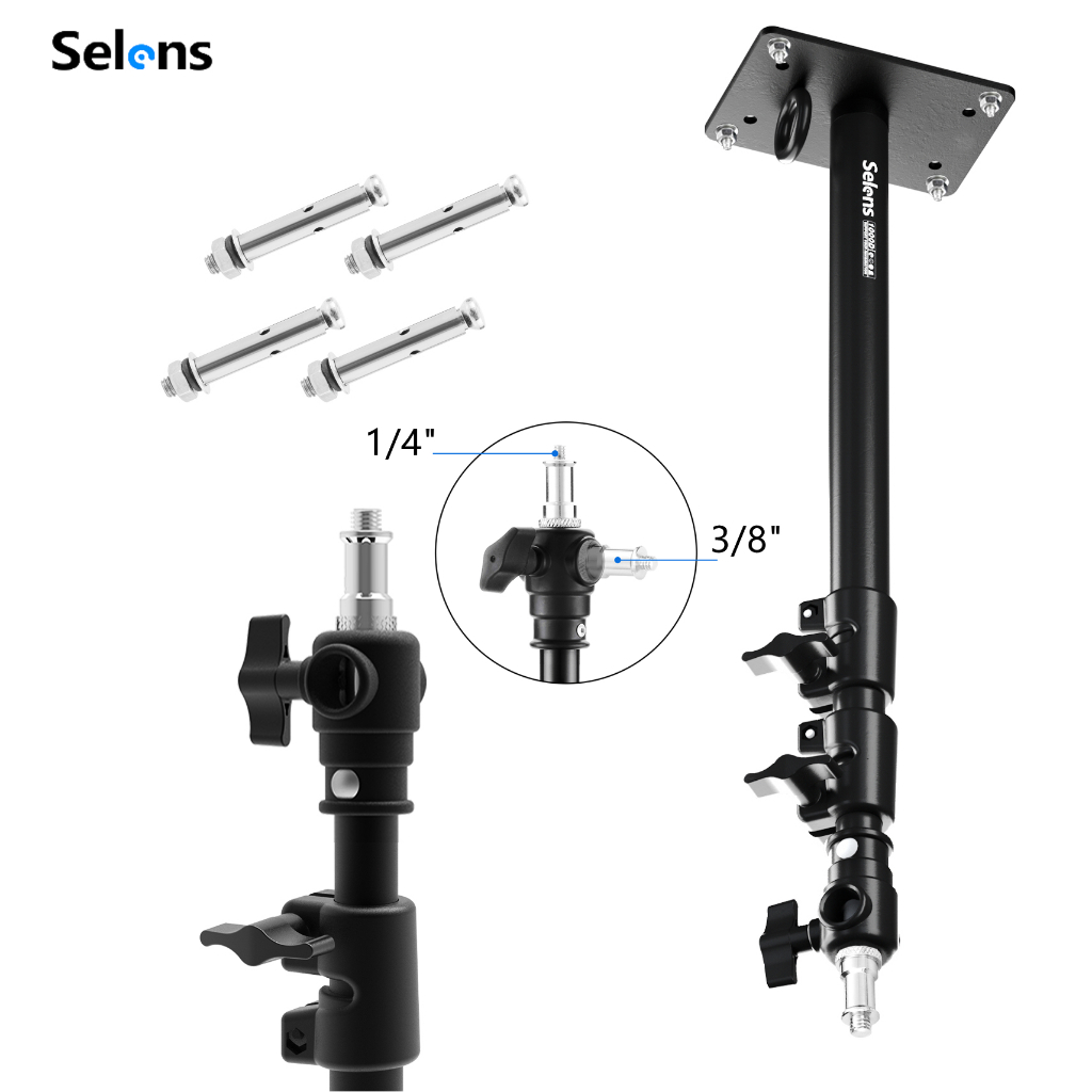 Selens Photography Studio Wall Ceiling Mount Stand Overhead with 1/4