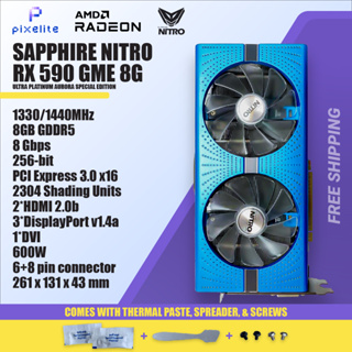 Used Sapphire RX 590 RX590 GME 2304sp 8G 8GB D5 DUAL FAN AMD Graphic  Graphics Card grafik cards stock GPU in stock in good condition