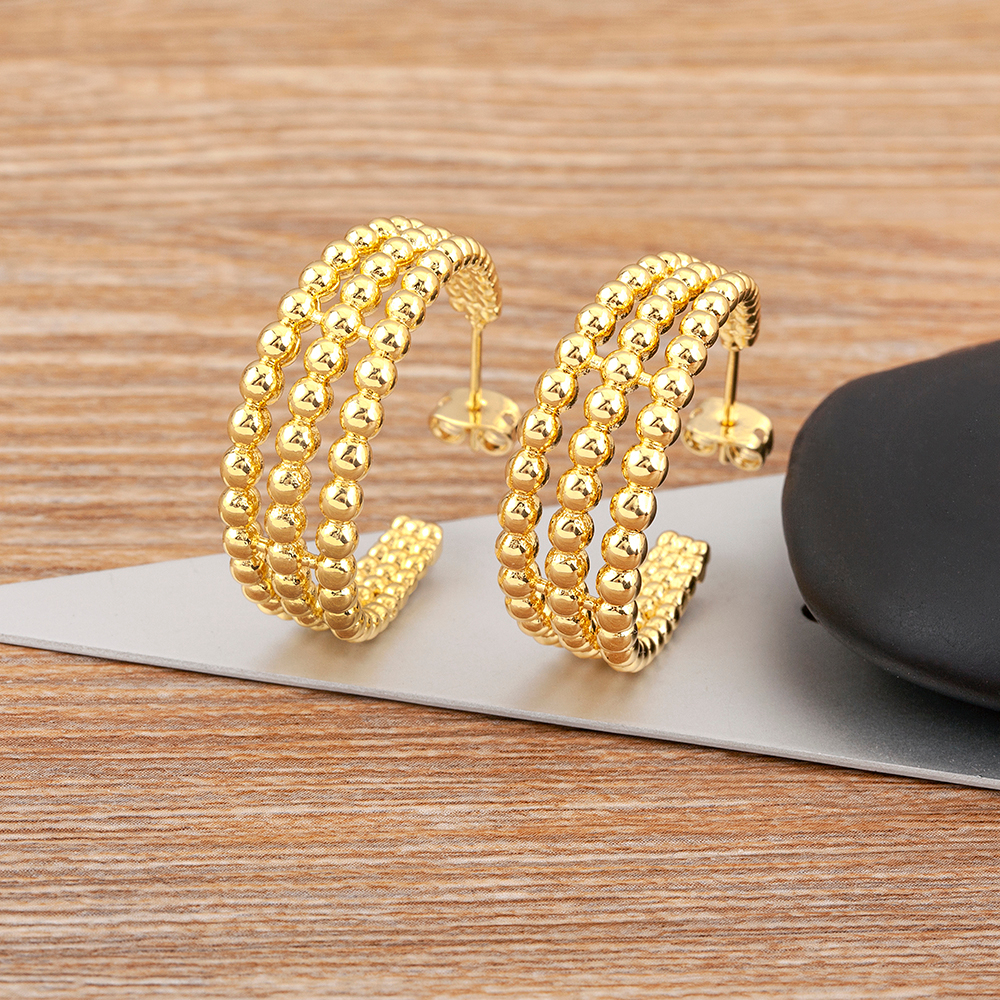 Trend Punk Style Geometric Earrings for Women Girls Luxury Gold